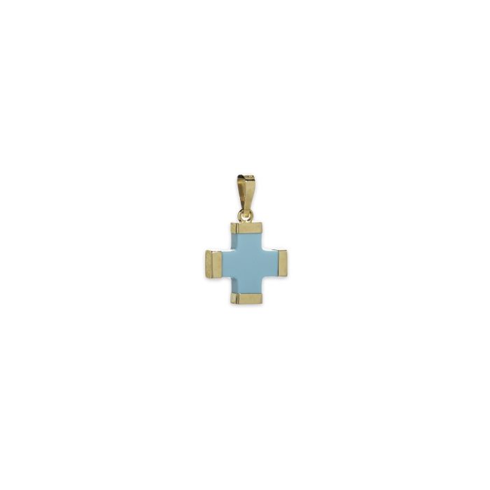 Γαλάζιος σταυρός μικρός Κ14-1-κοσμήματα μαμόγλου Αθήνα