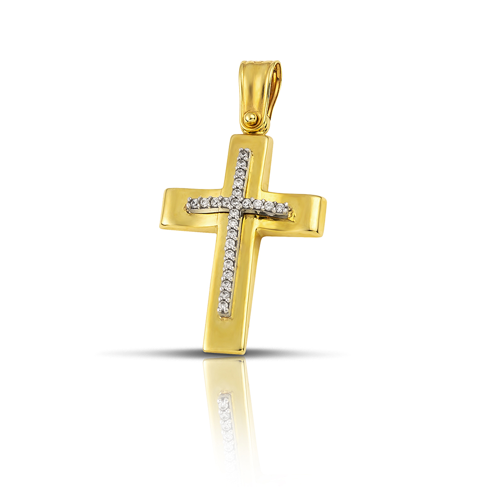 Χρυσός σταυρός Κ14-002-κοσμήματα μαμόγλου Αθήνα