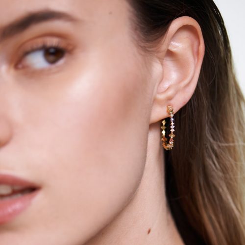 Ασημένια επιχρυσωμένα σκουλαρίκια halo earrings-a-κοσμήματα Μαμόγλου Αθήνα