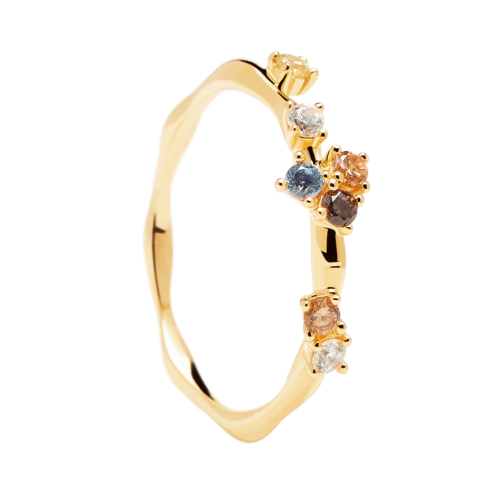Ασημένιο επιχρυσωμένο δαχτυλίδι five gold ring -a-κοσμήματα Μαμόγλου (2)