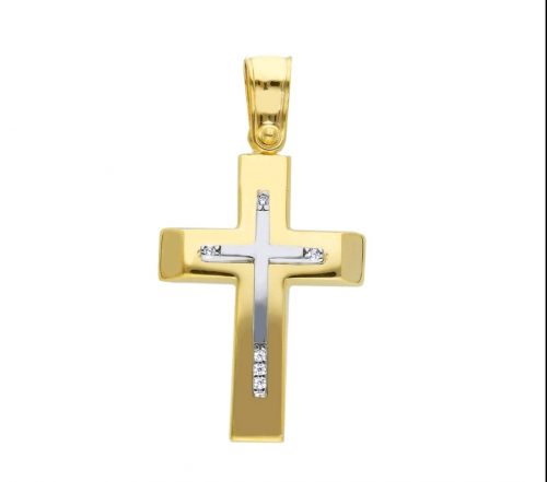 Χρυσός σταυρός Κ14 με ζιργκόν-2-κοσμήματα μαμόγλου αθήνα