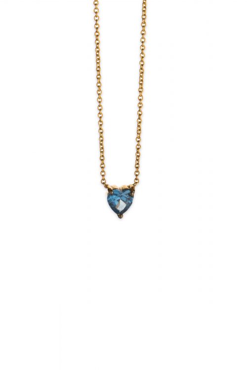 Χρυσό κολιέ καρδιά με μπλε ζιργκόν Κ14-5-κοσμήματα μαμόγλου Αθήνα