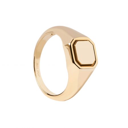 Ασημένιο επιχρυσωμένο δαχτυλίδι 925° octet stamp gold-a-Pd Paola-κοσμήματα μαμόγλου