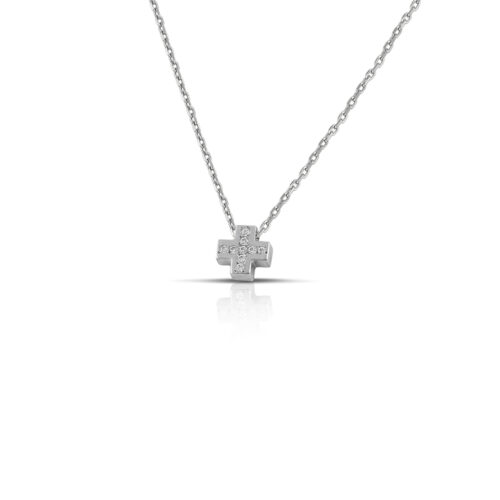 Λευκόχρυσο κολιέ σταυρουδάκι με ζιργκόν Κ14-90-κοσμήματα μαμόγλου Αθήνα