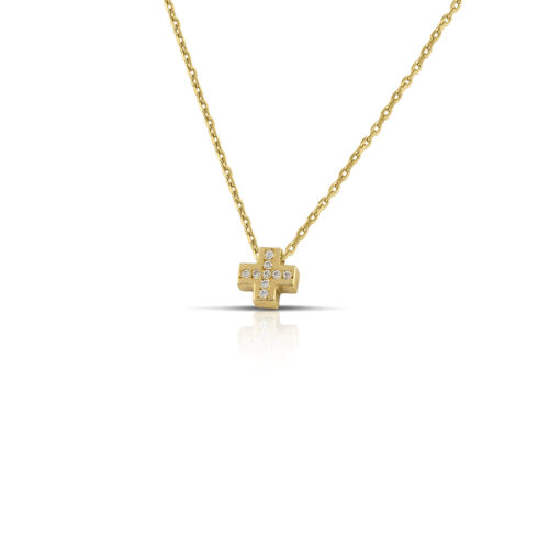 Χρυσό κολιέ σταυρουδάκι με ζιργκόν Κ14-90-κοσμήματα μαμόγλου Αθήνα