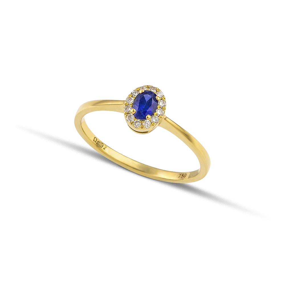 Χρυσό δαχτυλίδι με ζαφείρι και διαμάντια Κ18-01-κοσμήματα μαμόγλου Αθήνα