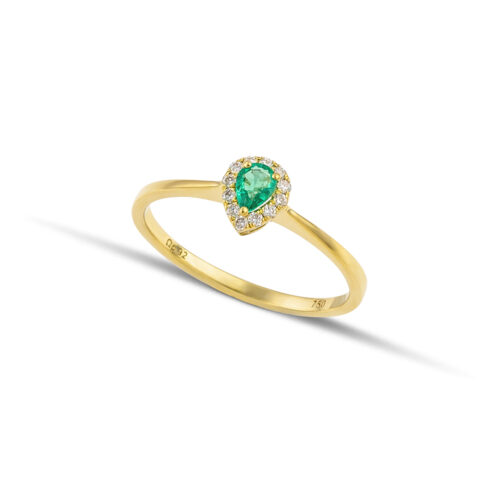 Χρυσό δαχτυλίδι με σμαράγδι και διαμάντια Κ18-01-κοσμήματα μαμόγλου Αθήνα