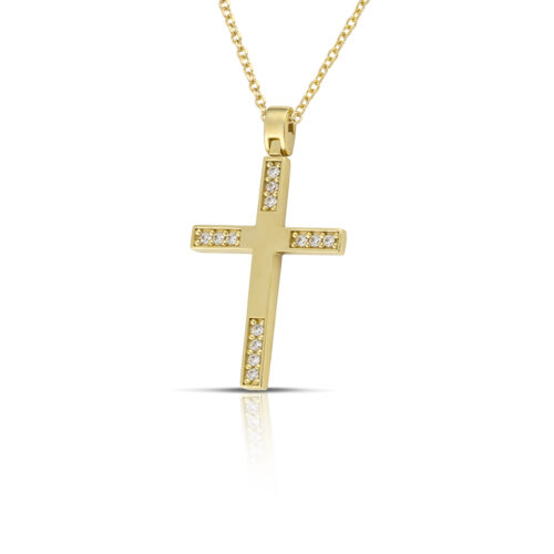 Χρυσός σταυρός Κ14-011-κοσμήματα μαμόγλου Αθήνα
