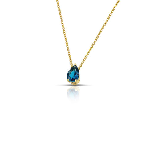 Χρυσό κολιέ με πέτρα london blue Κ14-95-κοσμήματα μαμόγλου Αθήνα