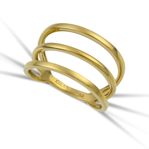 Χρυσό δαχτυλίδι τριπλό σχέδιο Κ14-01-κοσμήματα μαμόγλου Αθήνα