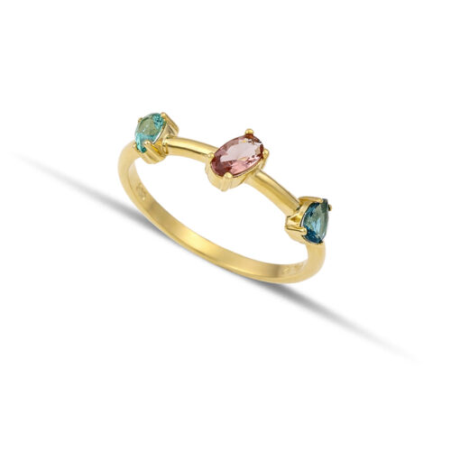 Χρυσό δαχτυλίδι Κ14 με πολύχρωμα ζιρκόν-94-κοσμήματα μαμόγλου Αθήνα