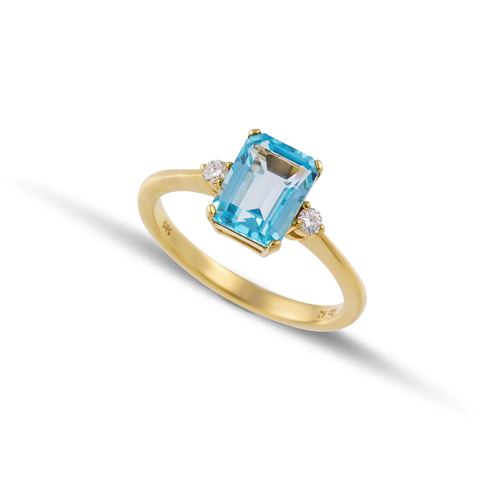 Χρυσό δαχτυλίδι με blue topaz και διαμάντια Κ14-22-κοσμήματα μαμόγλου Αθήνα