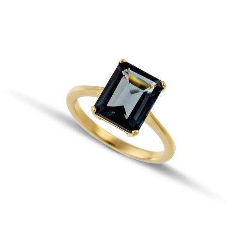 Χρυσό δαχτυλίδι με πέτρα london blue topaz Κ14-22-κοσμήματα μαμόγλου Αθήνα